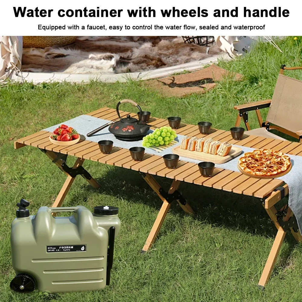 28L Camping Outdoor Bucket with Faucet & Wheel Portable Trolley Large Water Tank Camping Water Container for Camping Outdoor BBQ view 3