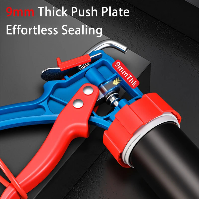 15 Inch Barrel Caulking Gun Heavy Duty Hand Tool 360 Rotating Frame Drip Free Push Rod Cartridge Foil Pack Window Door Roofing