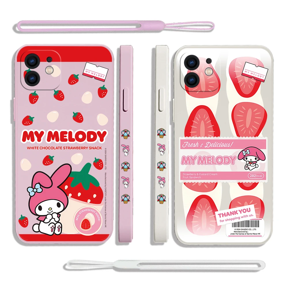 

Pink strawberry My melody Phone Case For Xiaomi Mi 13 12 12T 12S 11 11T Ultra 10 10T 9T 9SE 8 Pro Lite 5G Liquid Silicone Cover