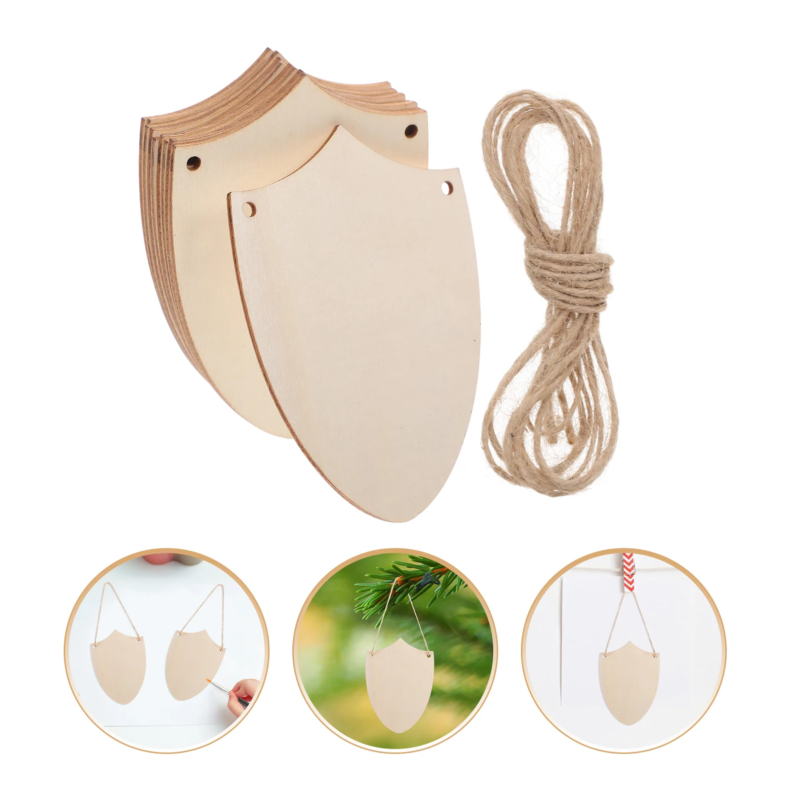 

10pcs Wooden Shield Shapes Wood Sign Hanging Wooden Plaque Unfinished Wood Cutouts Blank Diy Craft Project Ornaments For Hallowe