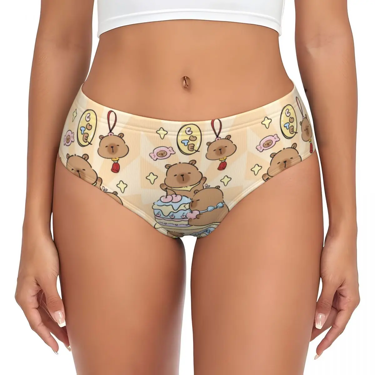 Custom Cute Capybara Sweet Briefs Underwear Women Comfortable Stretch Panties