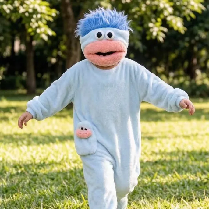 Kinder Großmaul-Monster Onesie Pyjama Flanell Fleece Cartoon Tierkostüm Kinder Warmer Kapuzen-Jumpsuit Schlafanzug Hausanzug
