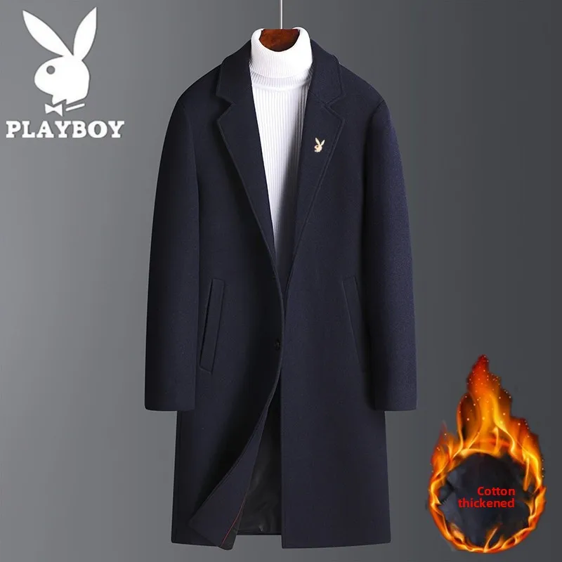 

Men's Woolen Coat Thiened Casual Slim Fit Winter Faion Ci Sle Long Sve Single Button Closure Warm Coat