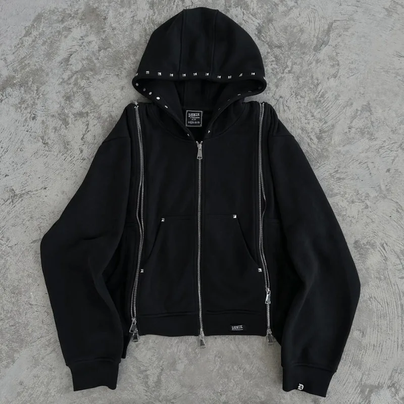 90er-Jahre-Vintage-Gothic-Kleidung, amerikanisches High-Street-Outfit, Patchwork-Sweatshirt mit Kapuze für Herren und Damen