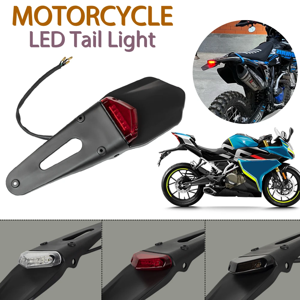 Universal Motorcycle LED Rear Fender Brake Tail Light For Dirt Bikes & Enduro – Smoke Lens