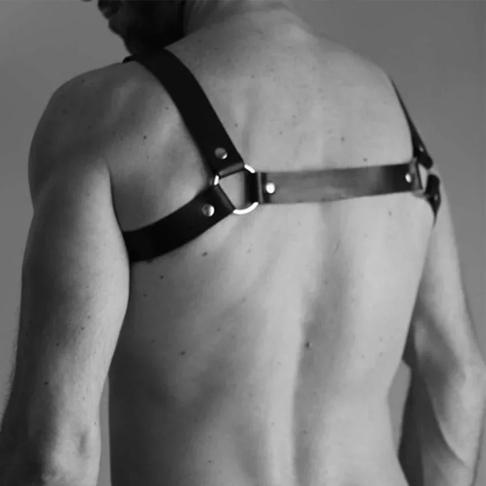 เซ็กซี่ Mens Gothic หนัง Body Harness สายรัดไหล่ชุดชั้นใน Clubwear เครื่องแต่งกาย Hollow Tie Solid กีฬาฟิตเนส