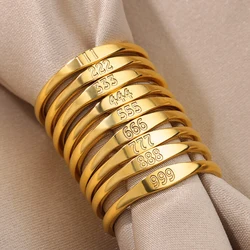 111 222 333 444 555 666 777 999 Angel Number Rings For Women Stainless Steel Ring Vintage Aesthetic Retro Jewelry anillos 2025