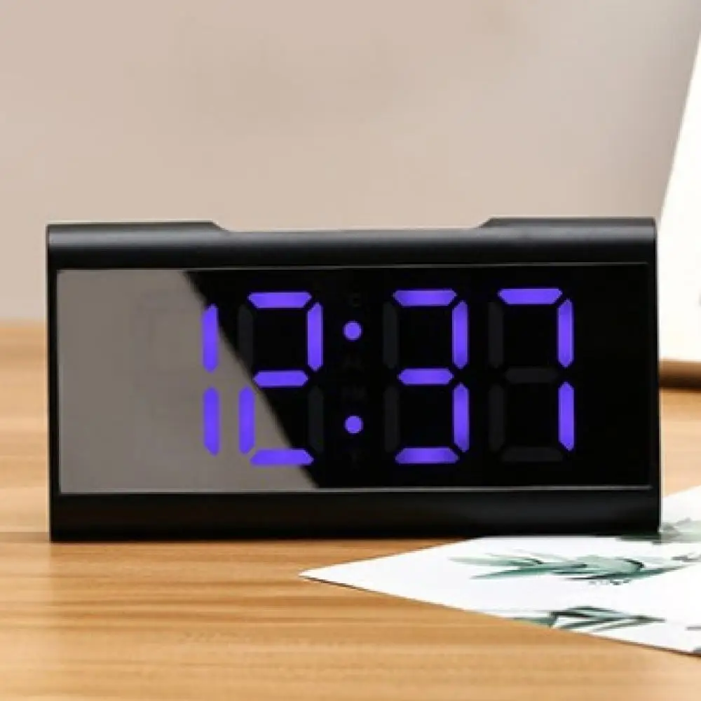 LED Digital Mirror Clock Alarm Desktop Electronic Time Display Modern Aesthetic Home Office Decoration Temperature Calendar