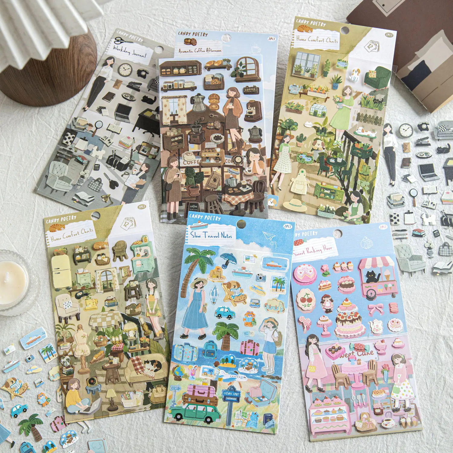 2pcs Leisure Life Record Series Ins Die cut Sticker DIY Diary Scrapbook Creative Aesthetics Journal Supplies Stationery Sticker