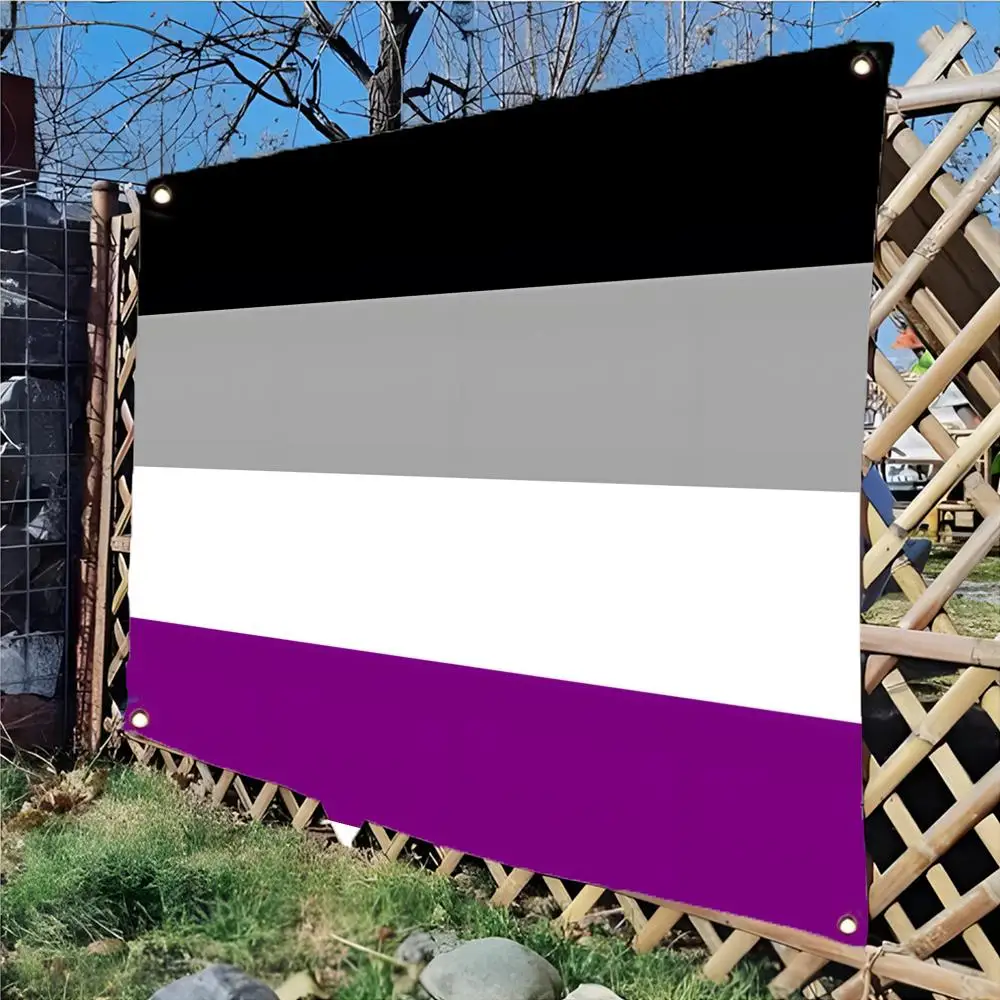 Asexual Pride Flags Edgeless four-ring hanging decor indoor outdoor compatible easy for hanging display