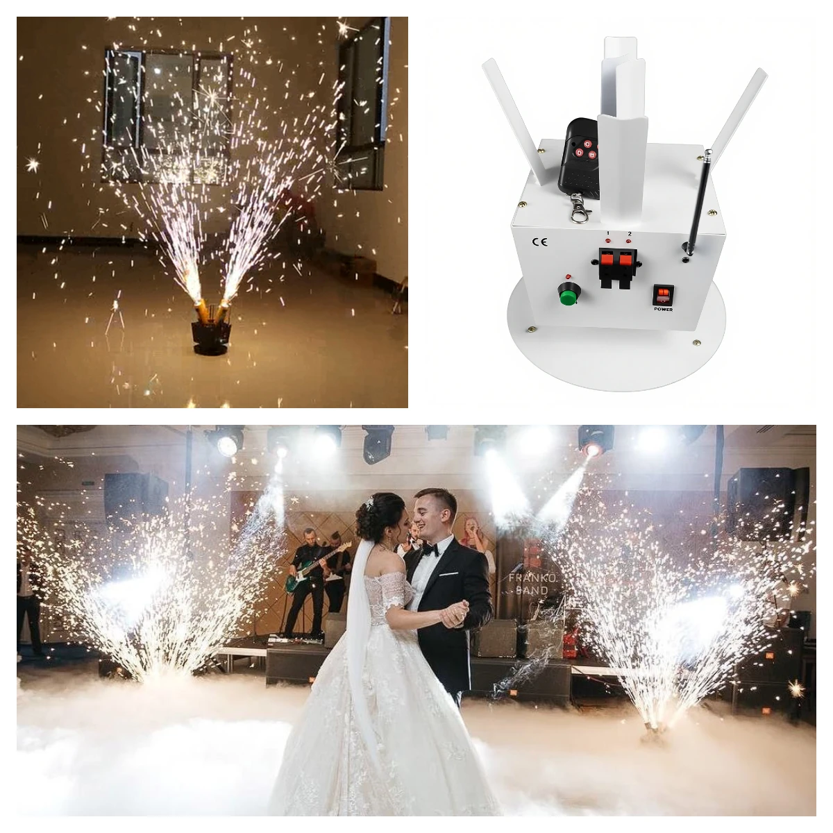 Remote Control Spin Spark Machine Cold Fountain Stage Effect for Wedding Marriage Dance Party Gender Reveal Bride Decoration Sup
