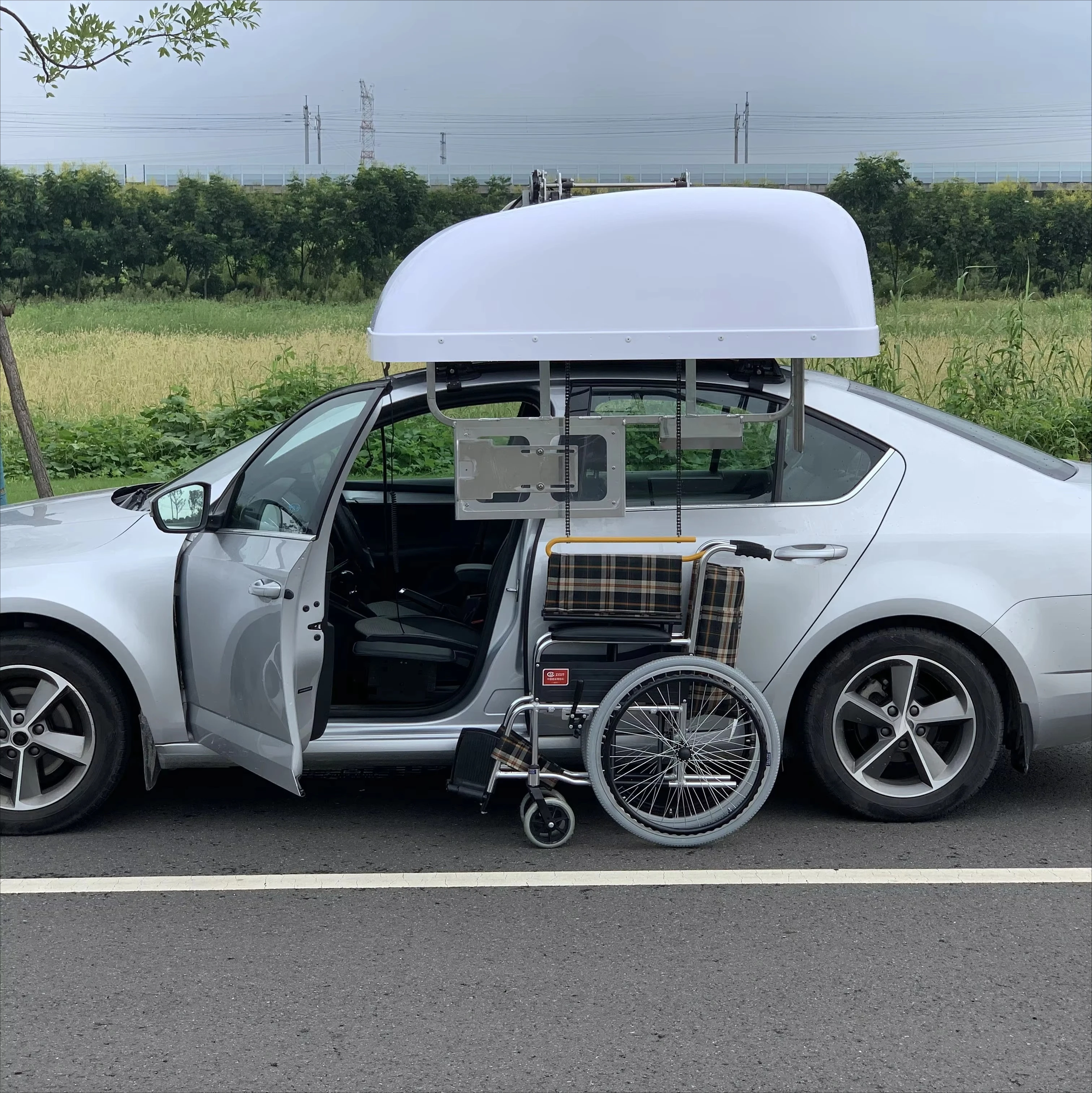 Car Auto Roof Wheelchair Storage Device Foldable Wheelchair Roof Storage Box for Wheelchair User Handicapped Disabled People