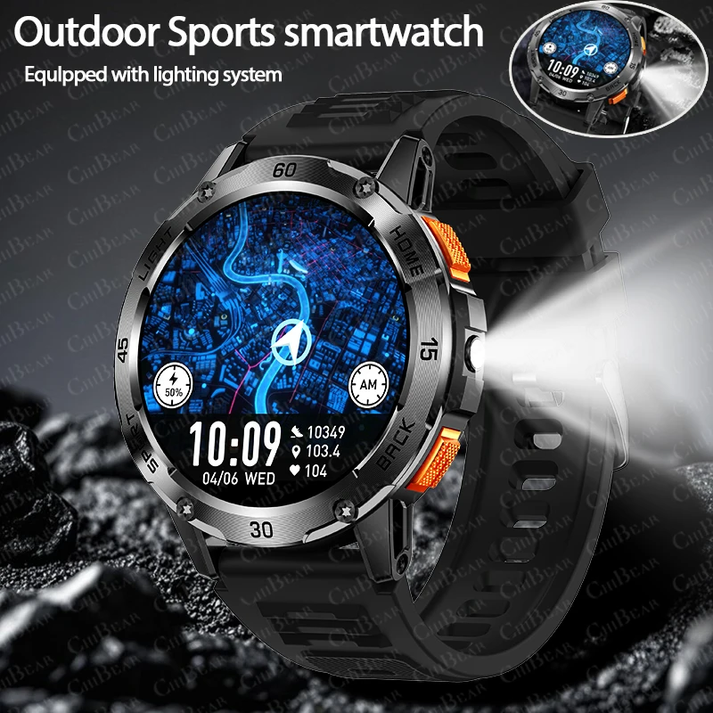 5ATM Torcia a LED Astuto Della Vigilanza Degli Uomini 100+ Modalità Sportive Monitor di Salute Uomo Orologi Chiamata Bluetooth Uomini Smartwatch per Android ios