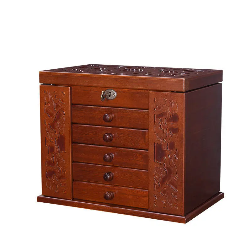 

With lock, jewelry, storage box, wooden, oversized, capacity, multi-layer, multi-function, necklace.
