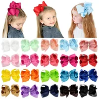 1 Uds. De lazos para bebé, pinzas para el cabello con cinta de grogrén de colores sólidos de 6 pulgadas para niñas, horquillas grandes, pasadores de Boutique, accesorios para el cabello para niños