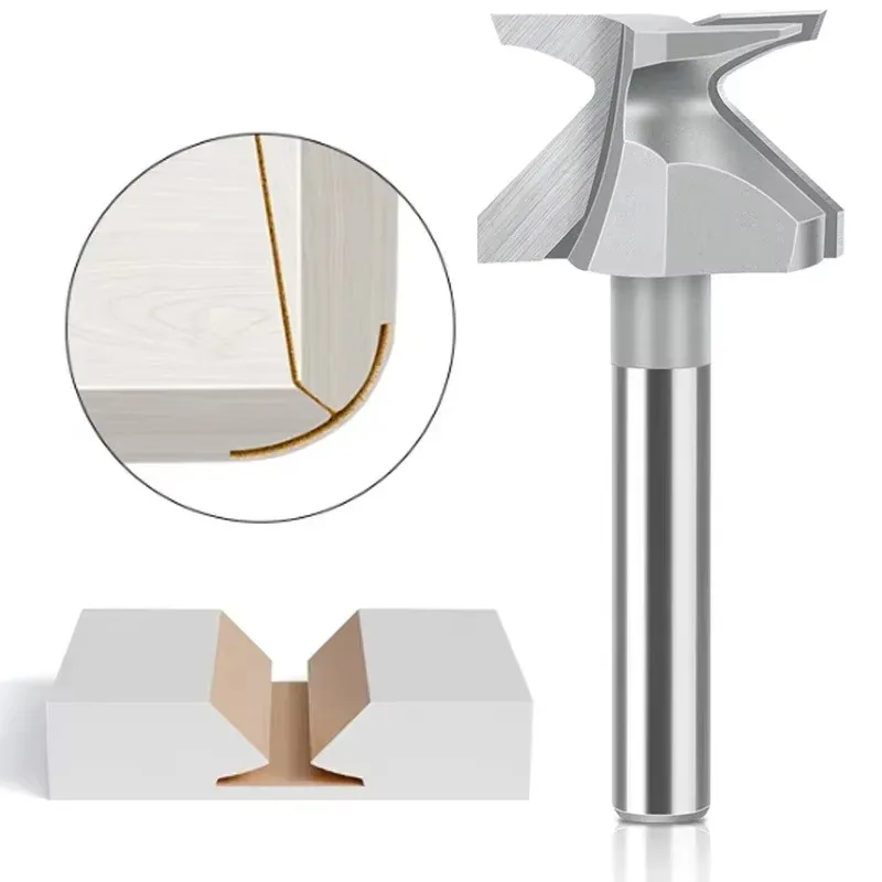 R10 1/4 "6" 1/2 "12" haste 6mm carpintaria roteador bit ponta de carboneto v bit arco dobra faca integrada corte portas de madeira armários