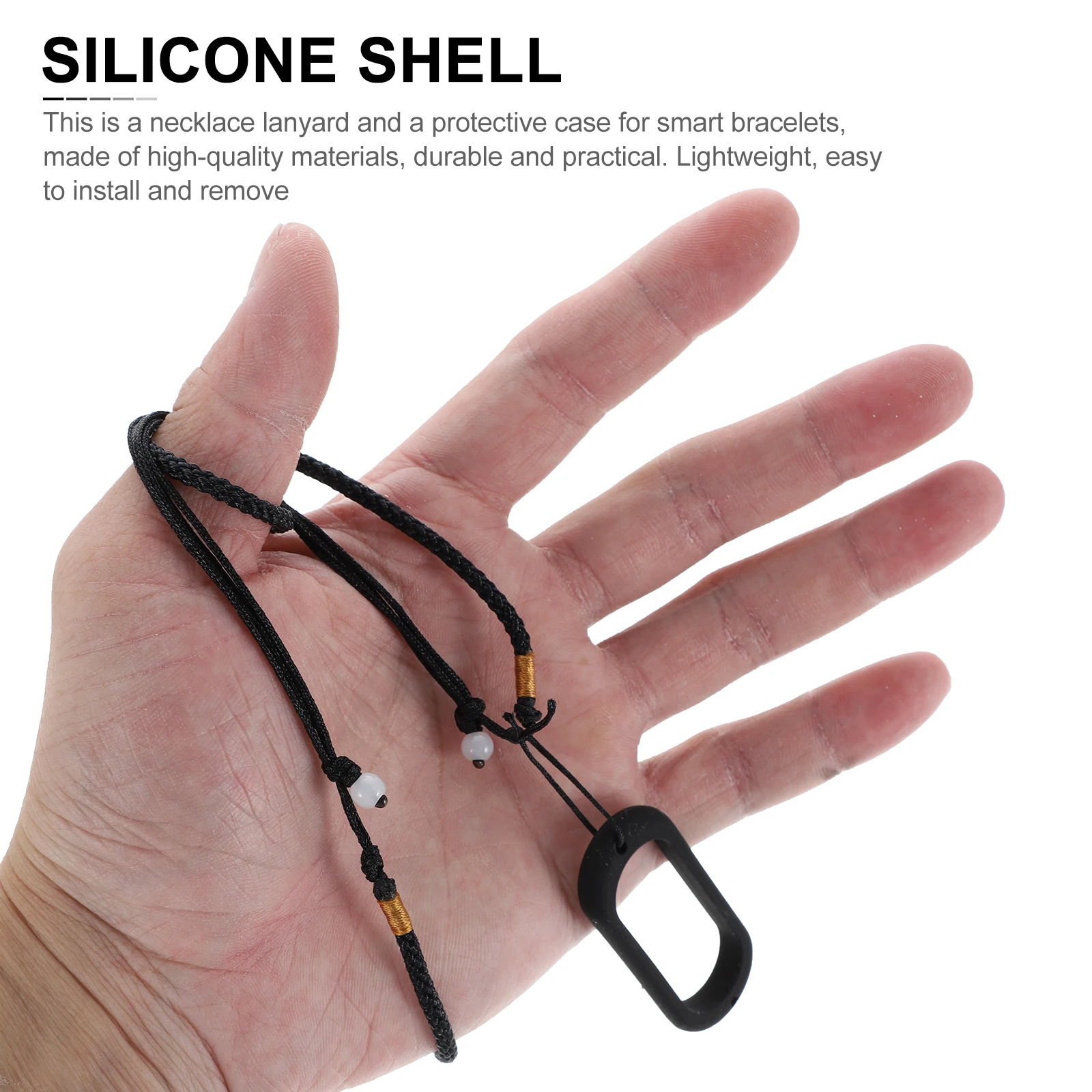 

Universal Double-hole Silicone Shell Retro Necklace Cord for Wristband Protective Cover Adjustable Lanyard Smart Bracelet Case