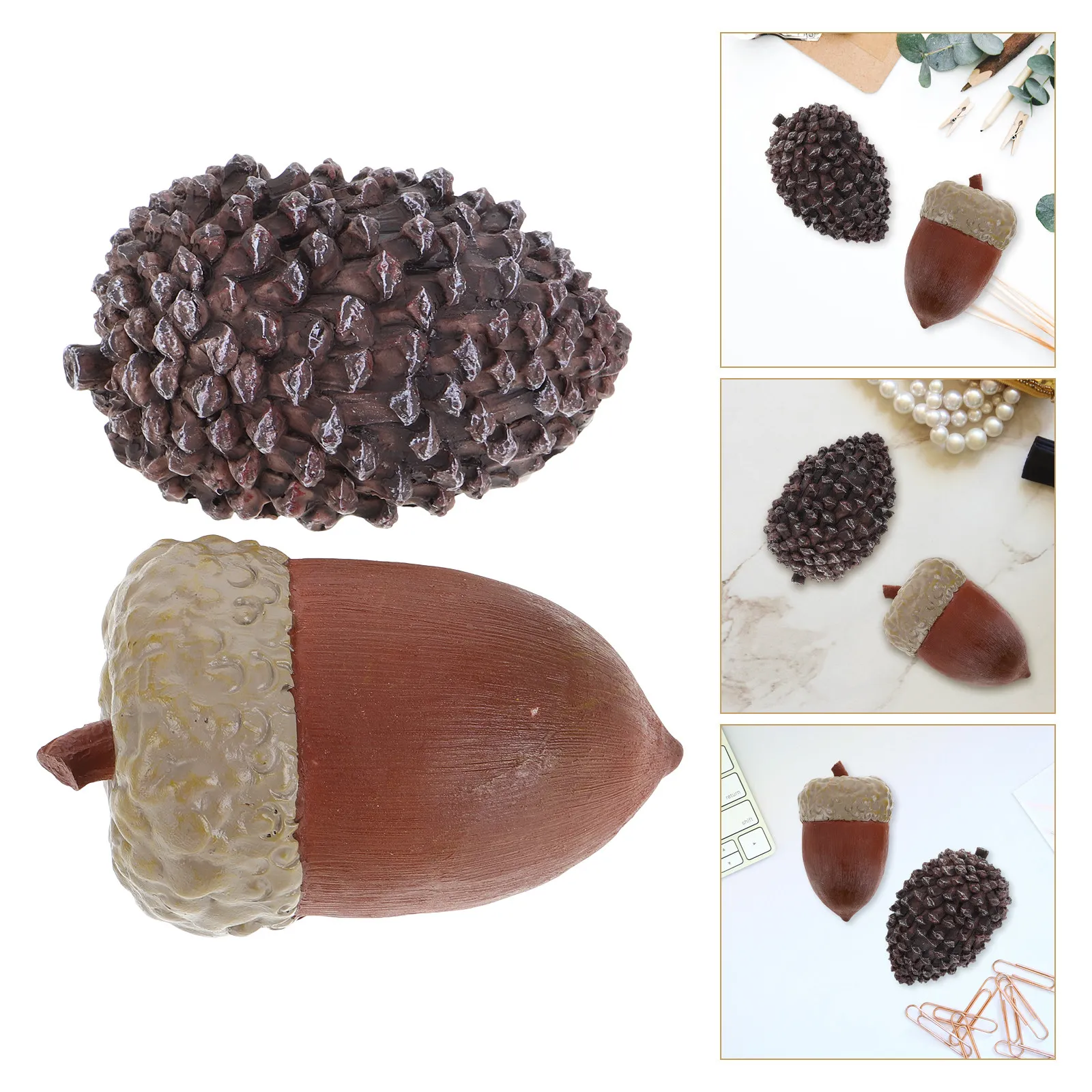 2pcs-pinecone-key-box-lifelike-resin-acorn-shape-hidden-key-holder-garden-yard-outdoor-storage-case-hiding