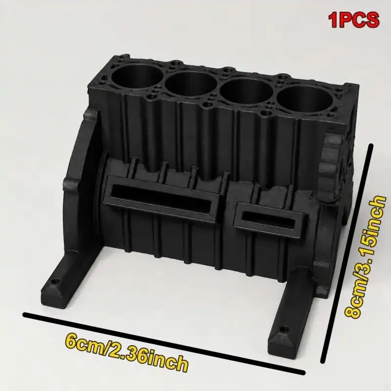 Engine Shaped Desktop Pen Holder, USB Flash Drive and SD Card Storage Stand, Office Desk Stationery Organizer