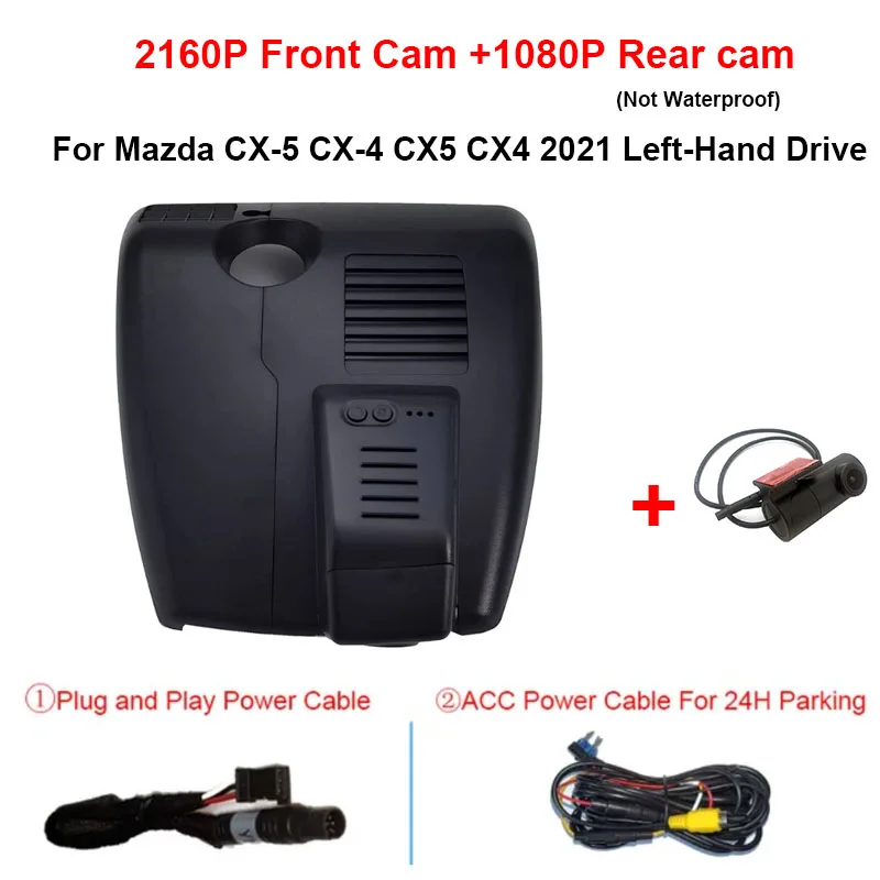 4K Voor- en Achteruitrijcamera Wifi Dash Cam Voor Mazda CX-5 CX-4 CX5 CX4 2017-2023 Linksgestuurde, Plug En Play Auto DVR APP Controle
