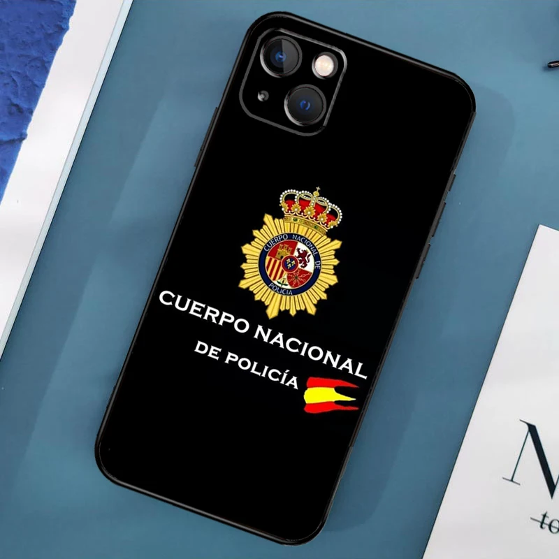 Spain National Police Logo Phone Case For iPhone 16 15 14 Pro Max 11 13 12 Mini X XR XS Max Plus Cover Capa