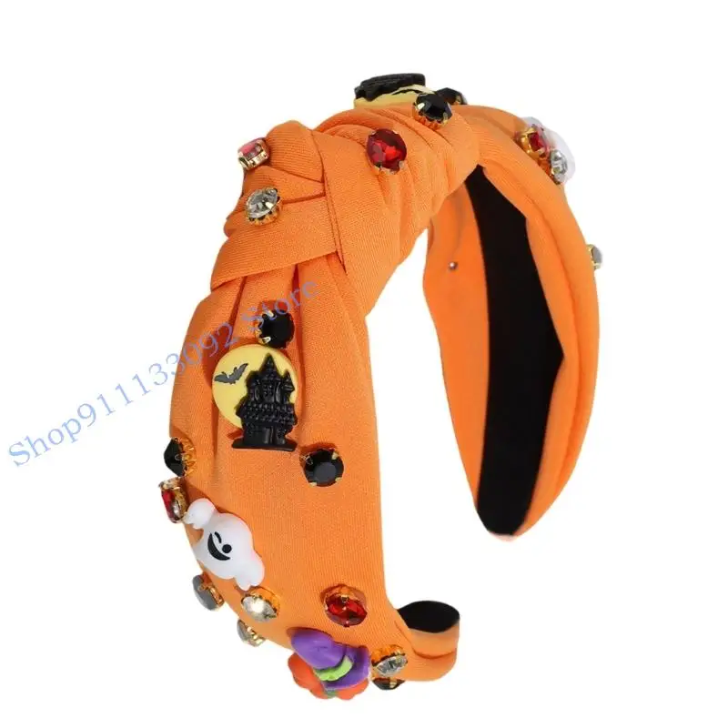 H9ED الهالوين عقال ودية اليقطين الساحرة الخفافيش تصميم الأطفال البالغين زي ملحق موضة هيرباند #5