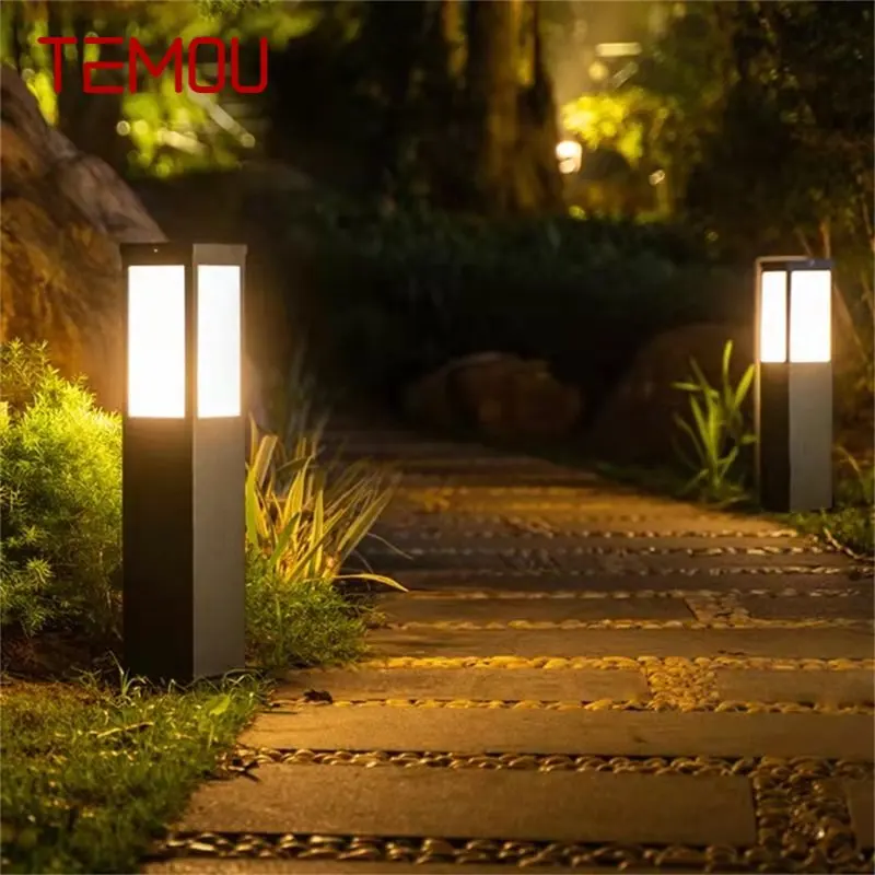 

TEMOU Black Outdoor Lawn Lamp Modern LED Light Waterproof IP65 for Home Villa Path Garden