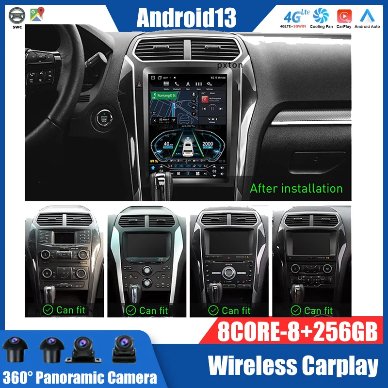 

For Ford Explorer 2014-2019 Android 13.0 8GB+256GB Tesla Style Car Multimedia Radio Player GPS Navigation Head Unit DSP Carplay