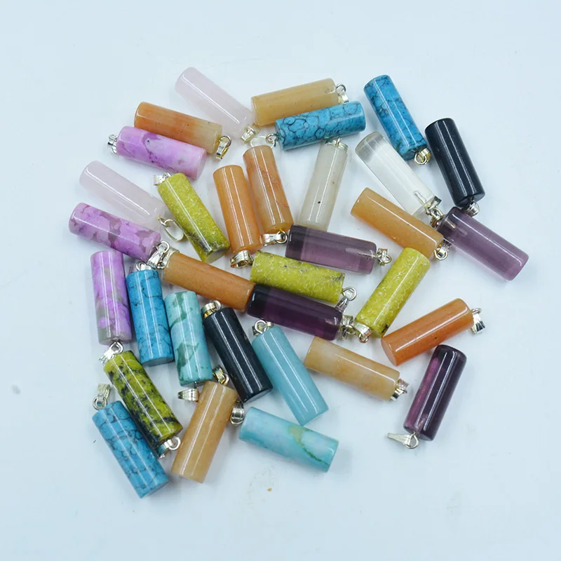 700PCS 8X22MM cylindrical natural semi gemstone mixed color pendant DIY handmade necklace bracelet earrings