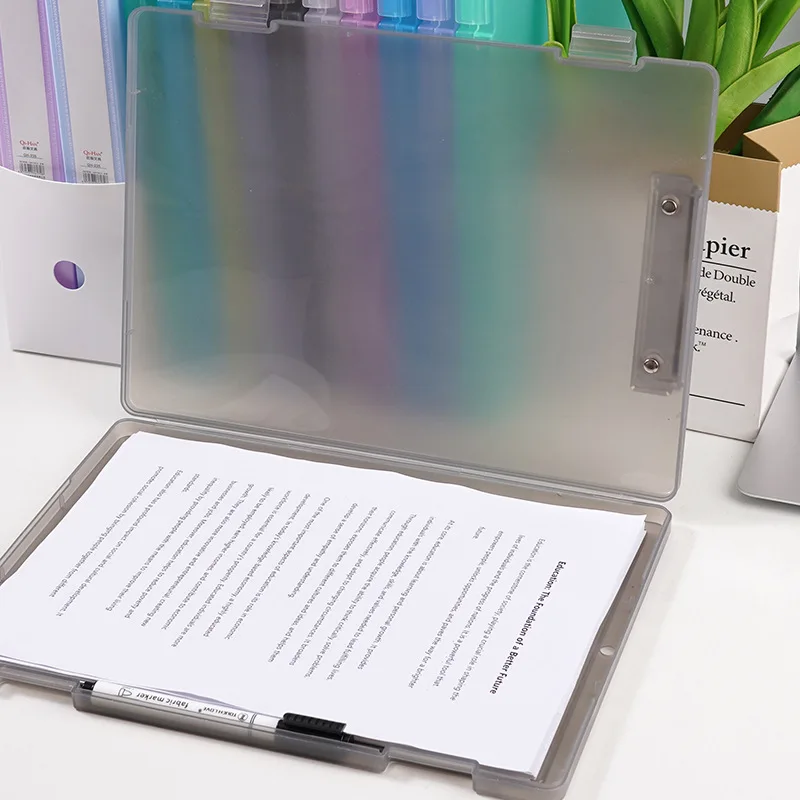 Multi-functional File Folder with Clipboard and Stationery Box Portable File Box for Student Teacher School