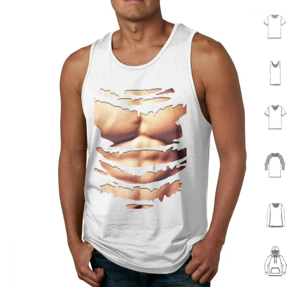 Real Abs Six Pack Chest Funny Tank Tops Vest Sleeveless Funny Abs Gym Six Pack Realistic Workout