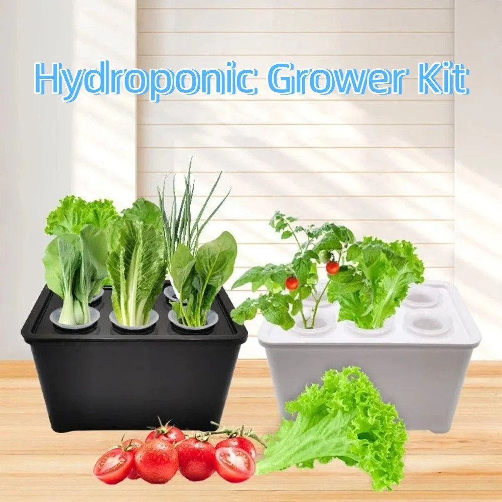 6 Holes Hydroponic Grower Kit Plastic Self Watering Soil-Free Planting Box Seedling Pots Thicken Nursery Pots Outdoor Planting
