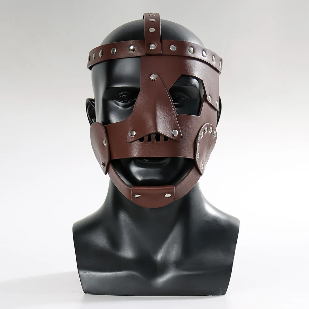 Medieval Warrior Gladiator Leather Mask Cosplay Roman Egyptian Myth Soldier Retro Punk Helmet Halloween Party Costume Props