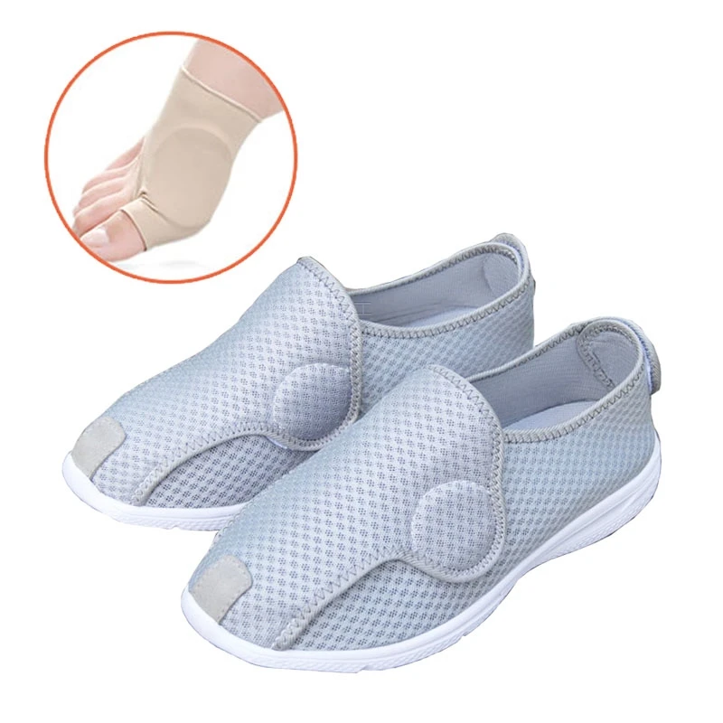 spring summer Professional diabetes health care shoes middle-aged elderly foot swollen shoes Front Opening Breathable Flat Shoes