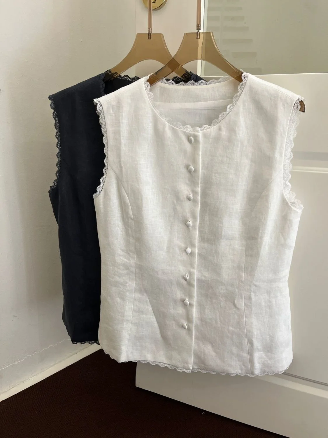 Women Summer Vest Linen Lightweight Casual Sleeveless Waistcoat Single Breasted Female Top Chic Clothing