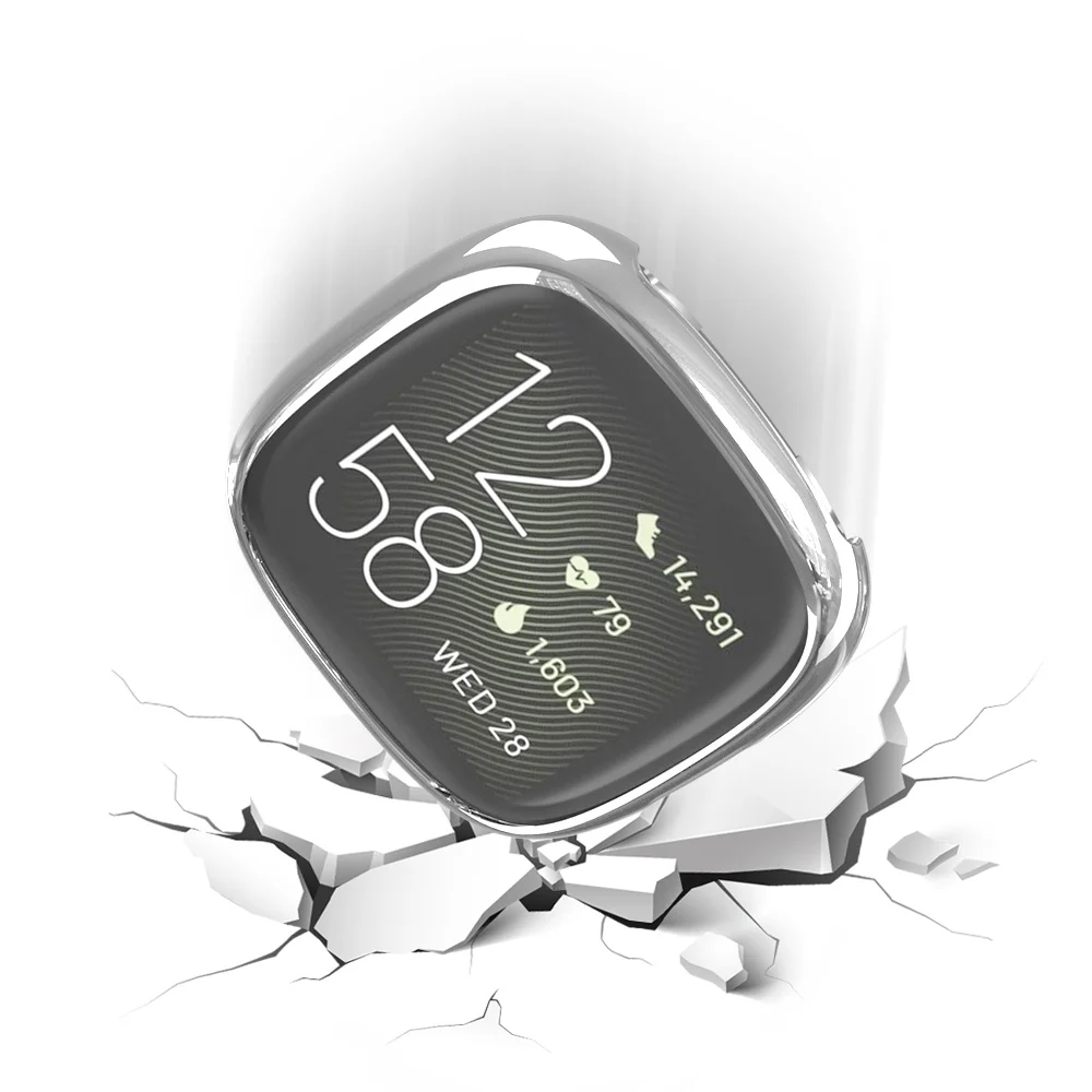 Чехол из ТПУ для Fitbit Versa 4 Sense 2, мягкий блестящий тонкий чехол с полным покрытием