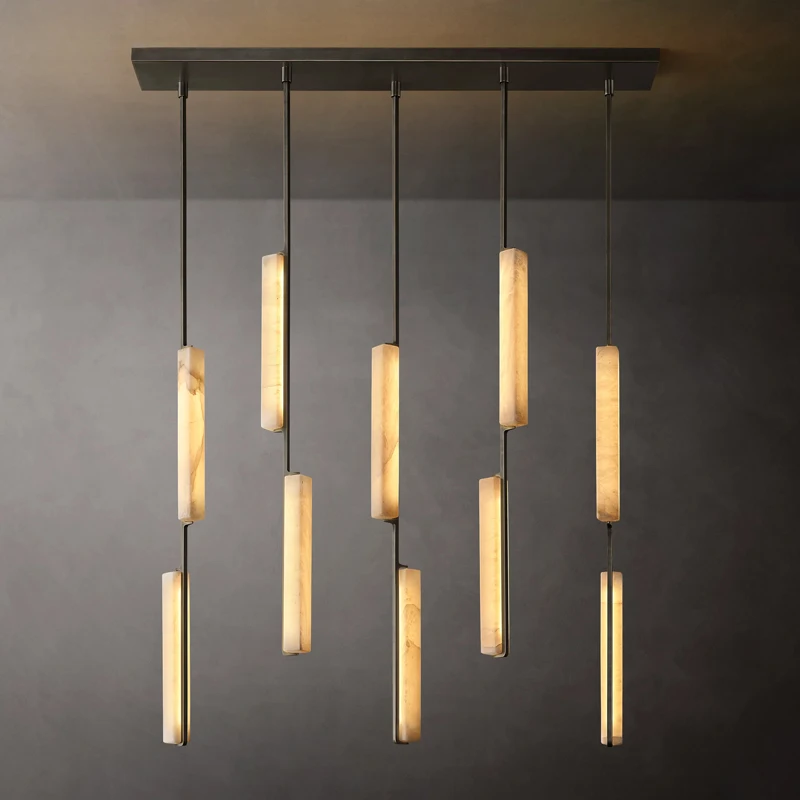 

American Natural Marble Design 2025 Chandelier Lighting Alabaster Hanging Lamps Suspension Luminaire Lampen For Dinning Room