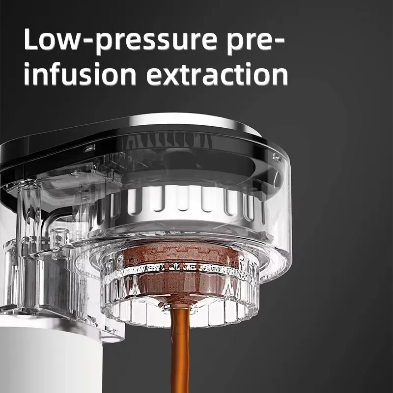 STLF Practical 15-bar Mini Electric Portable Espresso Machine Hot and Cold Double Flush Stainless Steel Housing Coffee