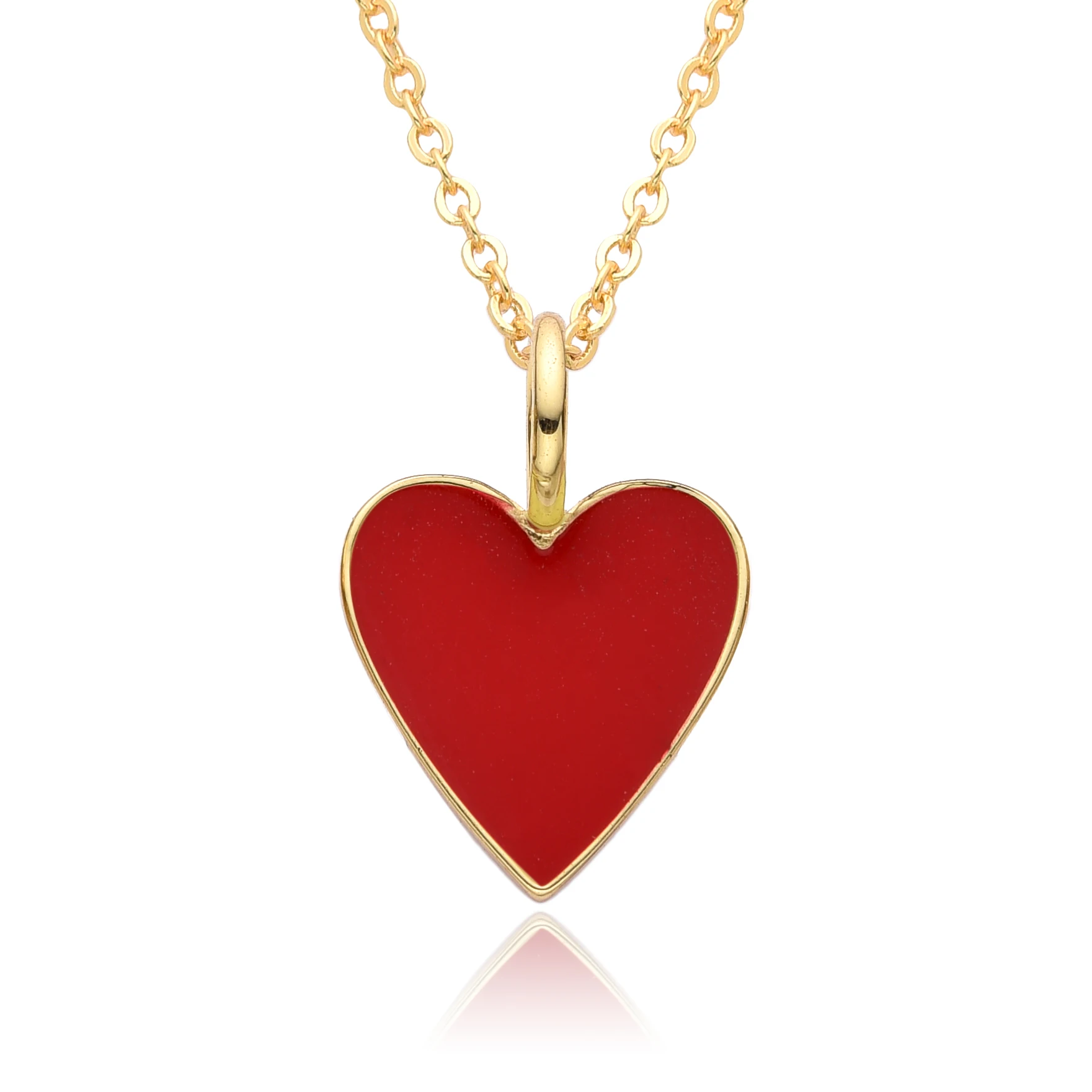 Minimalistische vergoldete rote Herz-Charms, Emaille-Liebes-Halskette, Schlüsselbeinkette, Anhänger für DIY-Schmuckherstellung, Geschenk für Liebhaber, Mutter