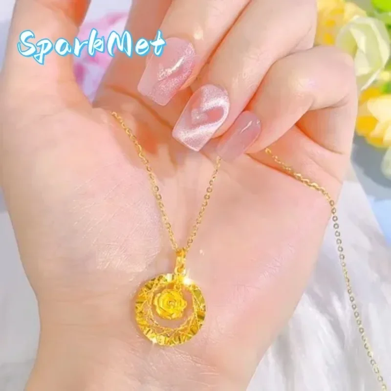 

Женское ожерелье Sparkmet из 24-каратного золота 9999 пробы, легкое, роскошное, с дизайном «Розовая сетка», модная цепочка Мёбиус на ключицу