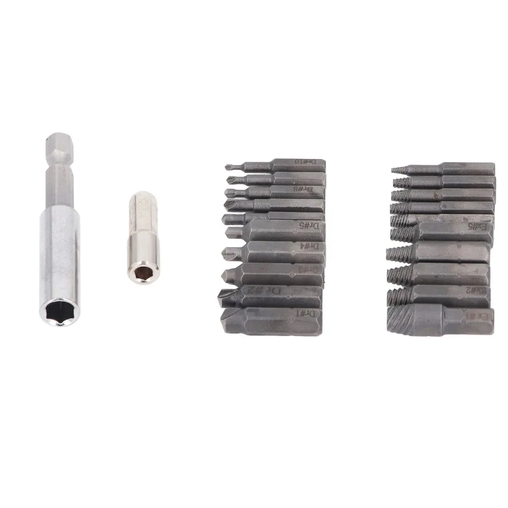 22pcs High Speed Steel Broken Bolt Extractor Magnetic Extension Bit Holder Socket Adapter Screw Extractor Kit
