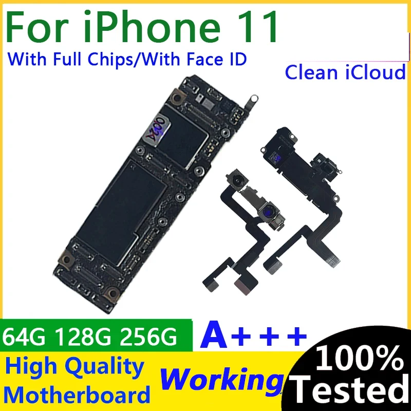 Working Good Logic Board Tested For iPhone 11 Motherboard with face id Unlocked Free iCloud Logic For iPhone 11 Full Chips Plate