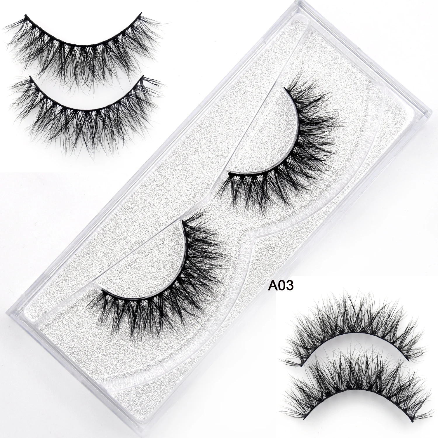 Visofree 3D Mink Eyelashes Upper Lashes 100% Real Mink Strip Eyelashes Handmade Crossing Mink Eye Lashes Extension A03