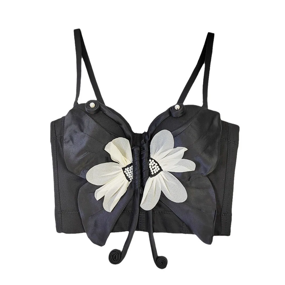 

Топ-бюстье на костях — сексуальный короткий корсет с дизайном бабочки, модная верхняя одежда на бретельках для женщин, укороченный топ, нижнее белье под грудью