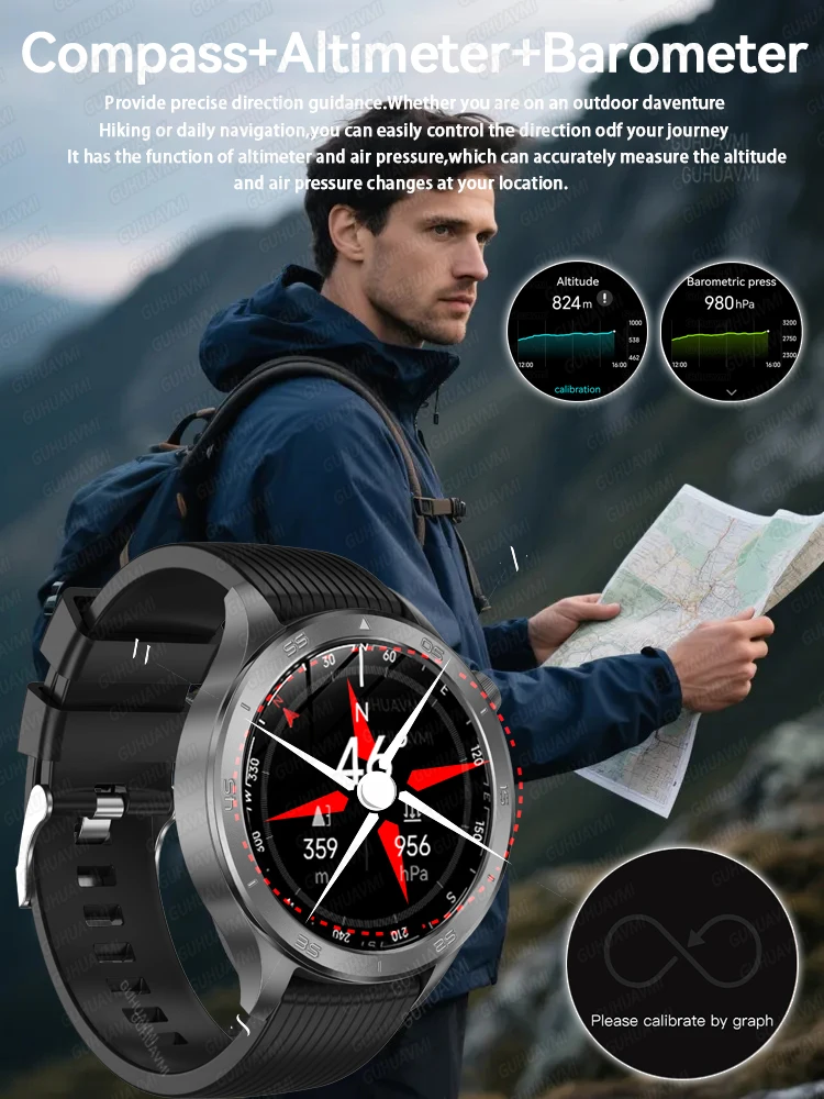 Für OPPO Uhr X2 GPS Sport Smart Uhr Männer 360*360 HD Bildschirm Kompass Höhe Fitness Tracker herzfrequenz BT Anruf Mann Smartwatch