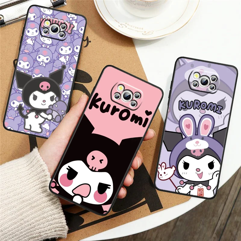 Cartoon Cute kuromi Phone Case For Xiaomi Mi Poco X5 X4 X3 M5 M5S M4 M3 F5 F4 F3 F2 C40 Pro GT NFC 5G Black Cover