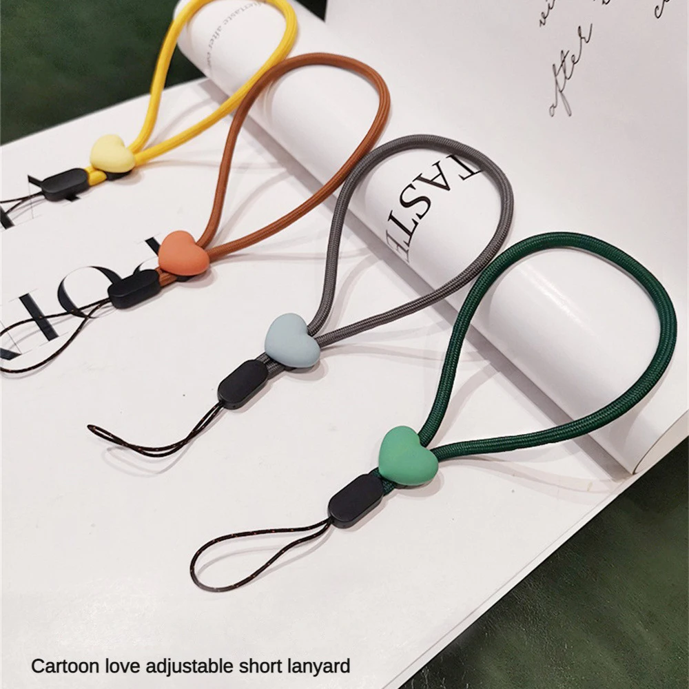 Creative Mobile Phone Lanyard Short Wrist Type Peach Heart Resin Mobile Accessories Phone Lanyard Ring Strip For