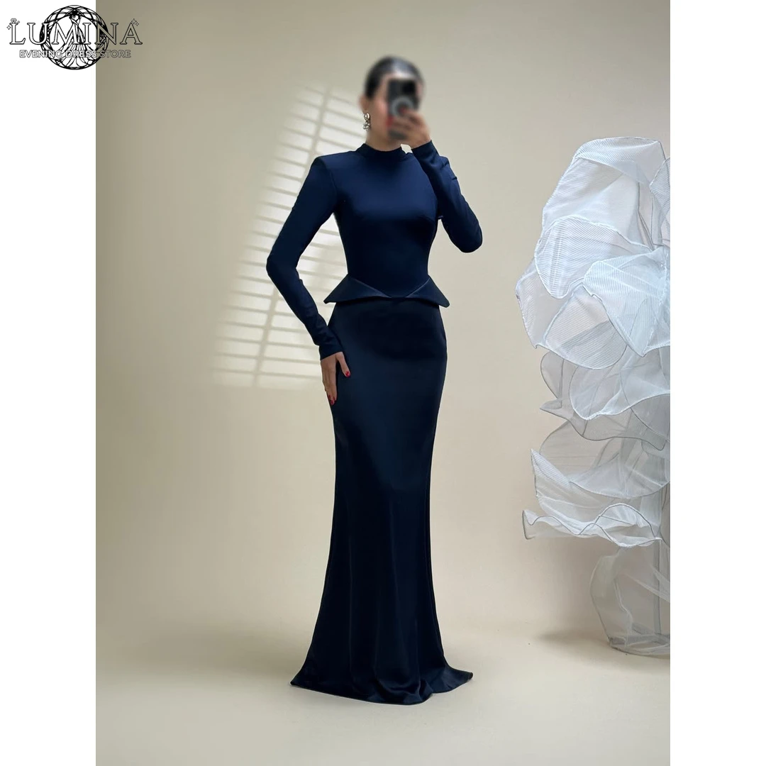 Lumina Fish Tail Dresses 2026 Luxury Prom Dress 2026 Wedding Evening Dress Round Neck Long Sleeves Customized Backless Ball Gown