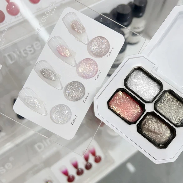 1 صندوق 4 ألوان أبيض وأسود الصلبة طلاء الأظافر الربت الغراء التدرج Y2K بلون لامعة بريق طويلة الأمد DIY بها بنفسك صالون المنزل #2