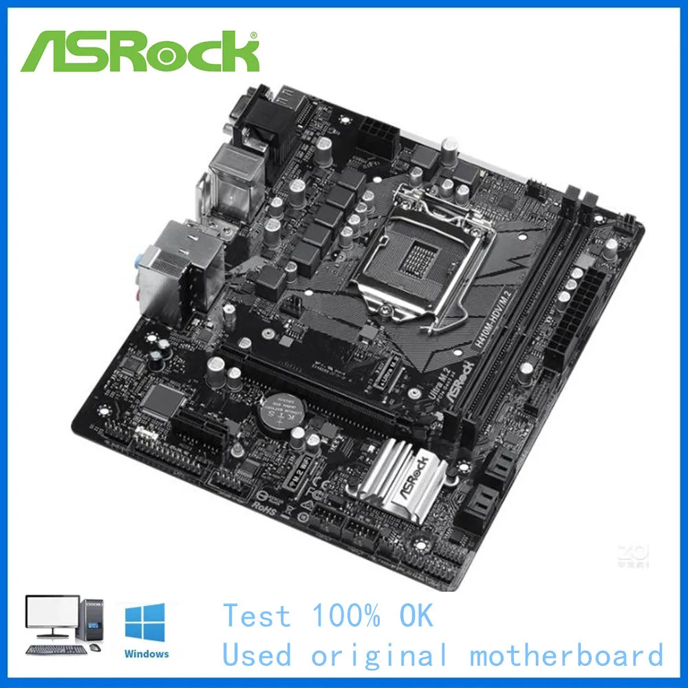 H410 Motherboard Used For ASRock H410M-HDV/M.2 Motherboard Socket LGA1200 DDR4 Desktop Mainboard  support 11400 10100F